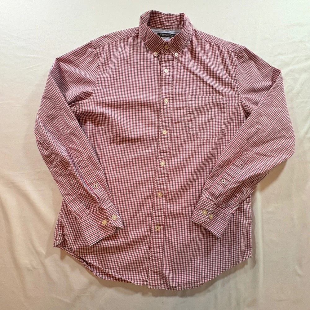 Banana Republic Button Down Shirt Mens Small Camden Fit Red Gingham Cotton LS